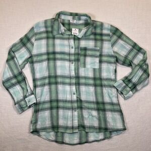 Cotton:On Woman's Boyfriend Plaid Shirt Mika Check Washed Teal Medium Button Up